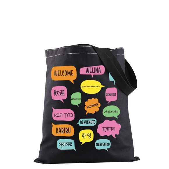 Welcome Greetings Tote Bag Welcome In Different Language Shoulder Bag El :') - Picture 1 of 7